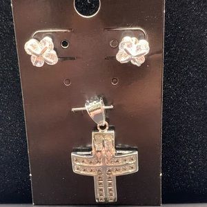 Cross Pendant with earrings Silver 925